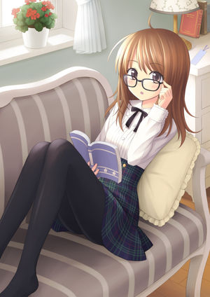 manga glasses reading couch -