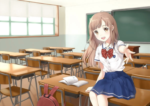 Anime Original Girl Schoolgirl School Uniform Classroom HD W