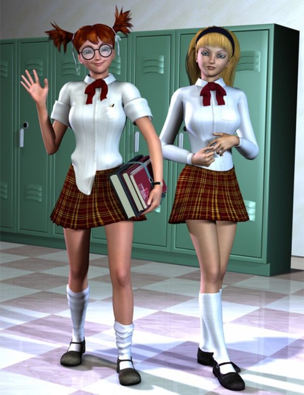 Nerd and Preppie, Schoolgirls for A4V4 3D Models and 3D Soft