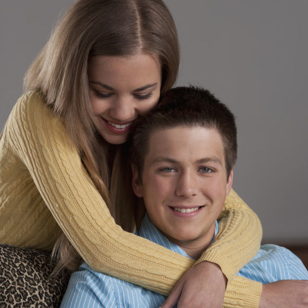 Portrait of teenage couple (16-17),