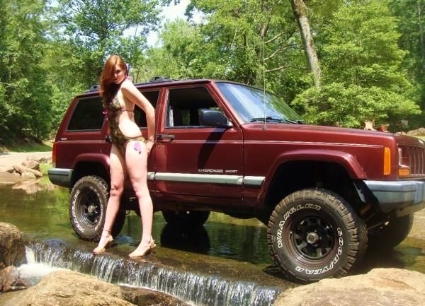 Girl bikini jeep