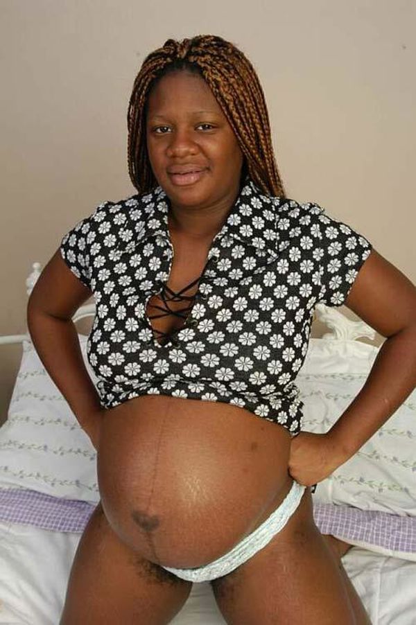 Ugly pregnant black chick.
