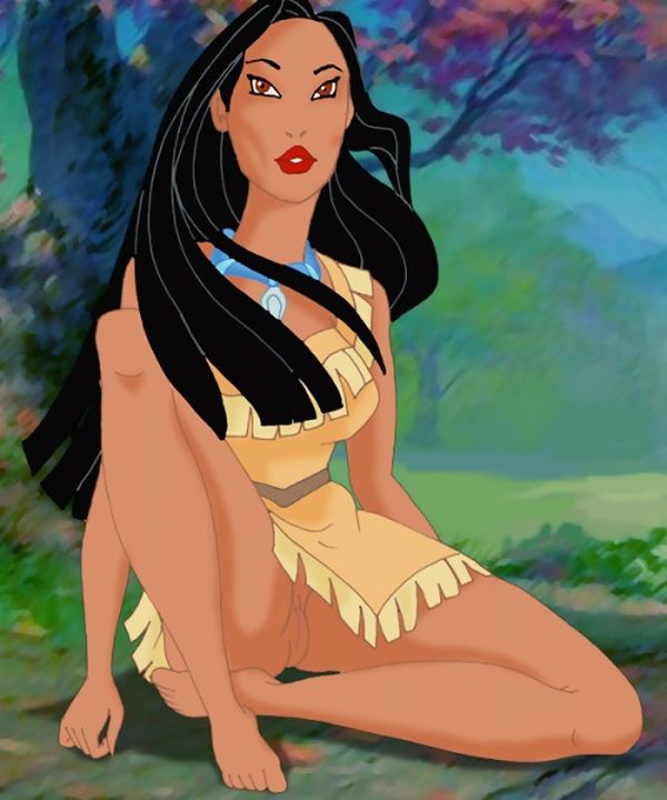 Pocahontas posing naked in the forest at comix-porn