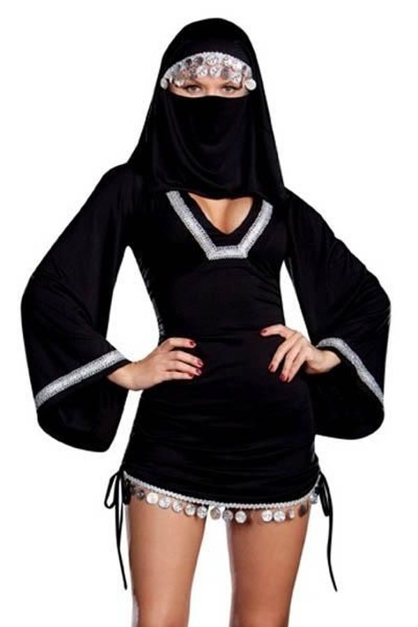 Sexy Middle Eastern Arab Girl Burka Costume #Black