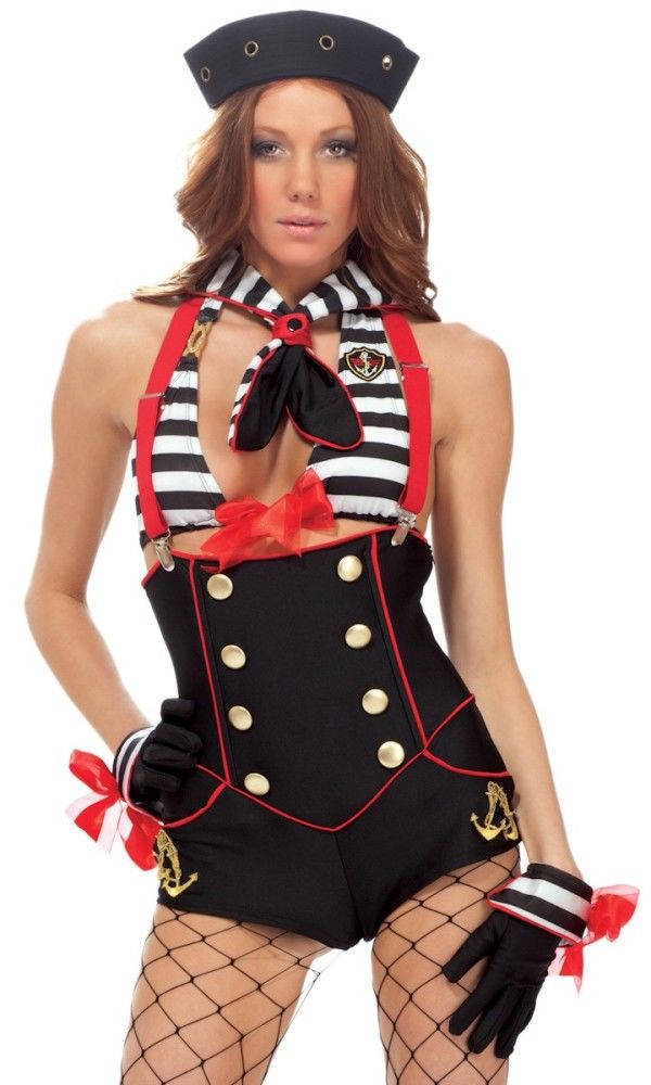 Sexy female sailor shorts with suspenders costume set Upscal
