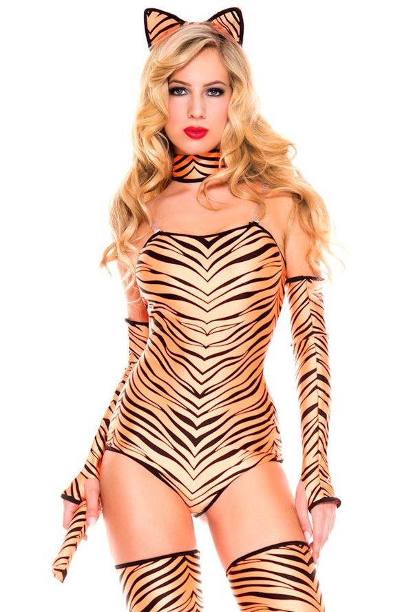 Music legs womens adult tiger bodysuit costume UpscaleStripp