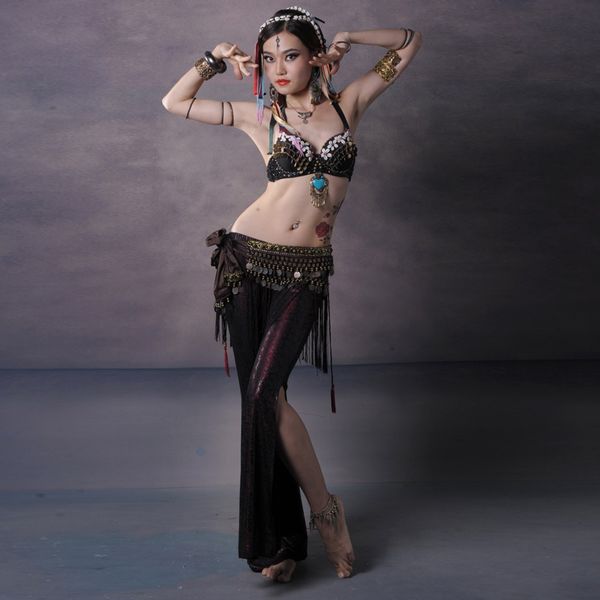 Women Tribal Style Belly Dance Costume Pics Bra&belt&pants