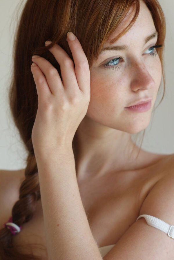 redhead blue eyes beauty face girl freckles - Lowbird -