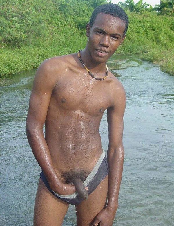 Slim Figured Black Gay Taking Bath