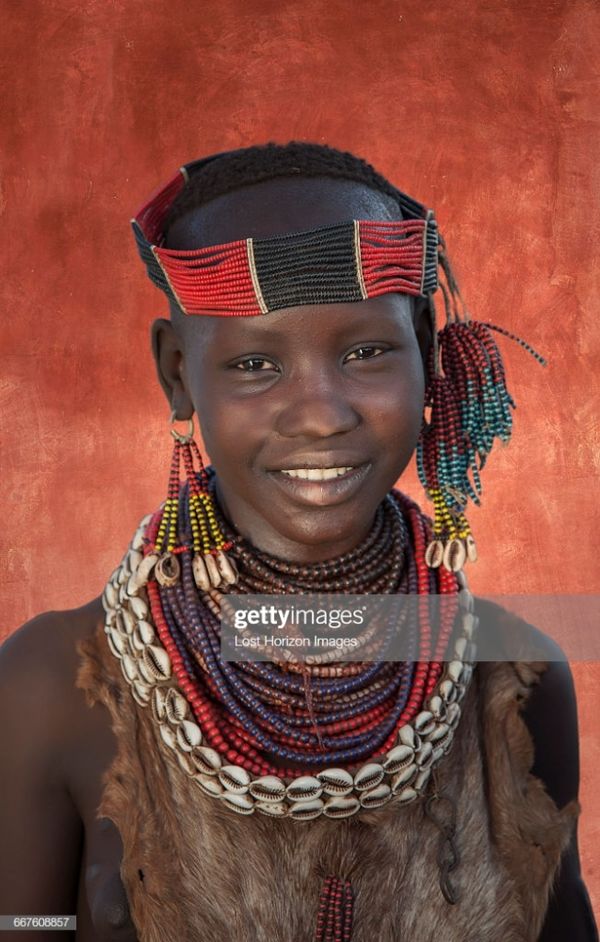 Young Girl Of The Karo Tribe Omo Valley Ethiopia Stock Photo