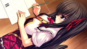 Download wallpaper chest, girl, pencil,
