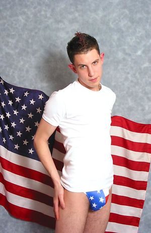 American boy do seductive pose in front