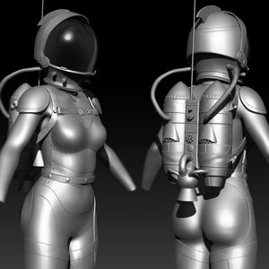 Retro Pinup Space Girl - polycount
