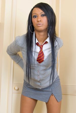Trudi beautiful black schoolgirl strips