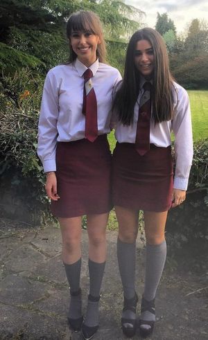 Two Girls In Perfect School Uniforms