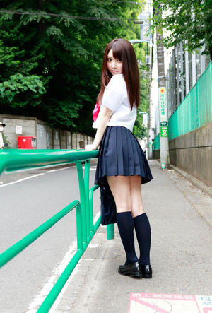 Yoshiko Suenaga Sexy Schoolgirl Outfit