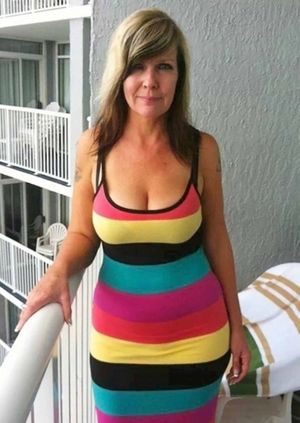 Colorful, striped dress.... mature