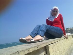 spain beach for arab tourist girl