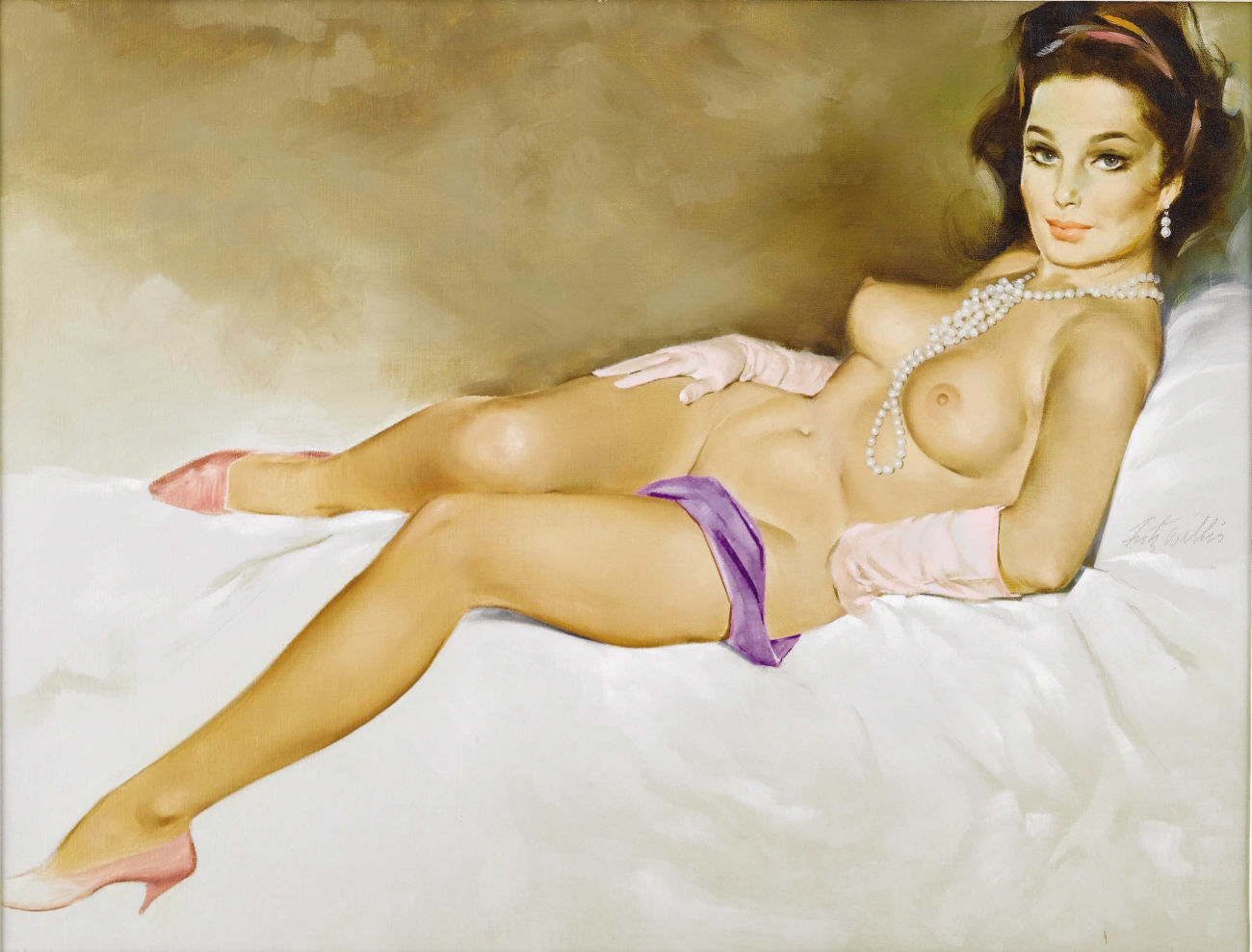 Vintage Nude Pinup Painting By Esoterica Art Agency