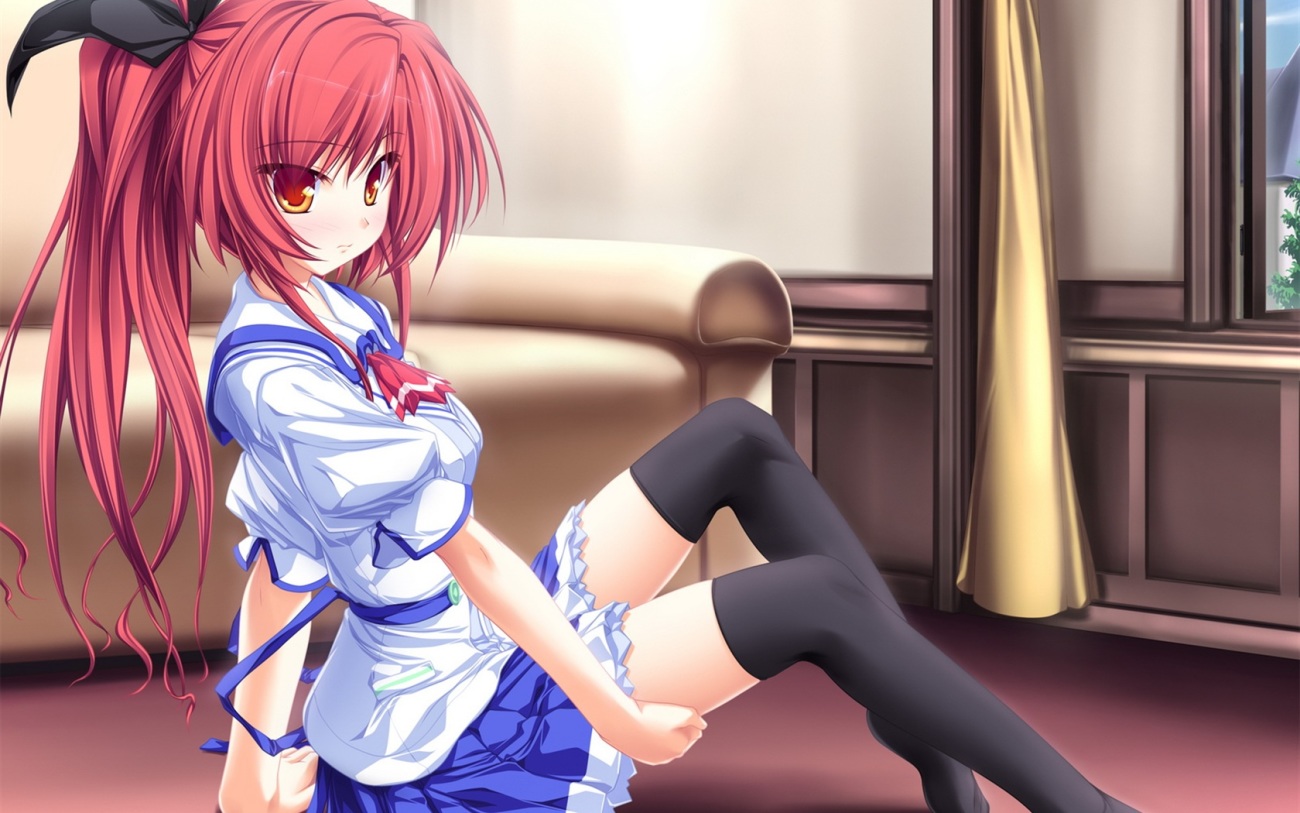 Rote Haare anime girl 640x1136 iPhone 55S5CSE Hintergrund